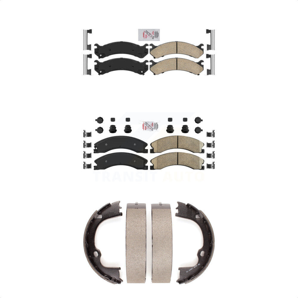 Front Rear Ceramic Disc Brake Pads And Parking Shoes Kit For GMC Savana 3500 KNN-100777
