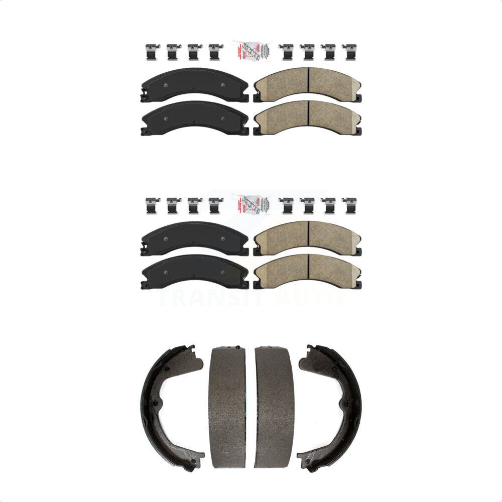 Front Rear Ceramic Disc Brake Pads And Parking Shoes Kit For Chevrolet GMC HD KNN-100780