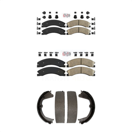 Front Rear Ceramic Disc Brake Pads And Parking Shoes Kit For Chevrolet GMC HD KNN-100782