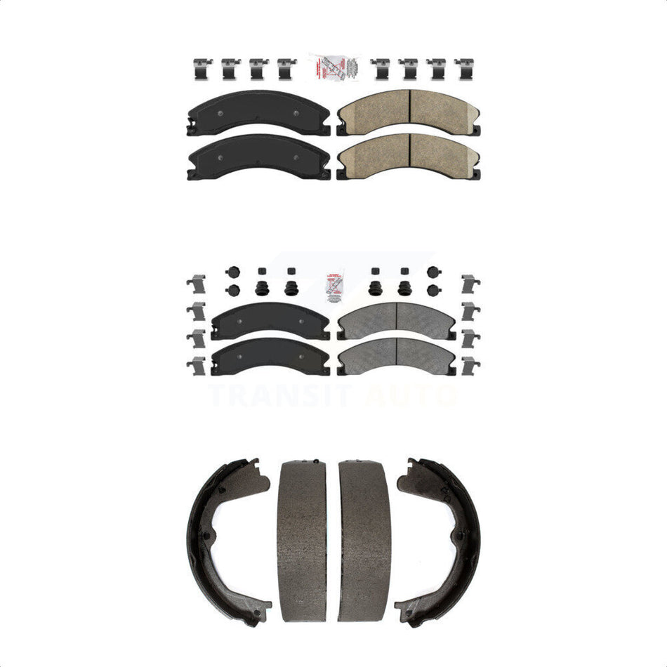 Front Ceramic Rear Semi-Metallic Disc Brake Pads And Parking Shoes Kit For GMC KNN-100783
