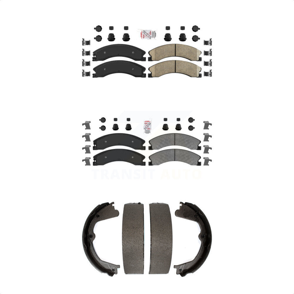 Front Ceramic Rear Semi-Metallic Disc Brake Pads And Parking Shoes Kit For GMC KNN-100785