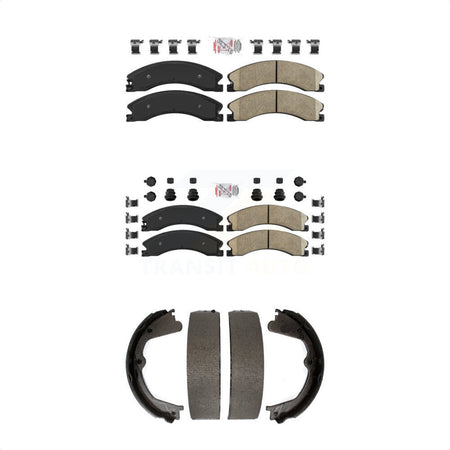 Front Rear Ceramic Disc Brake Pads And Parking Shoes Kit For Chevrolet GMC HD KNN-100786