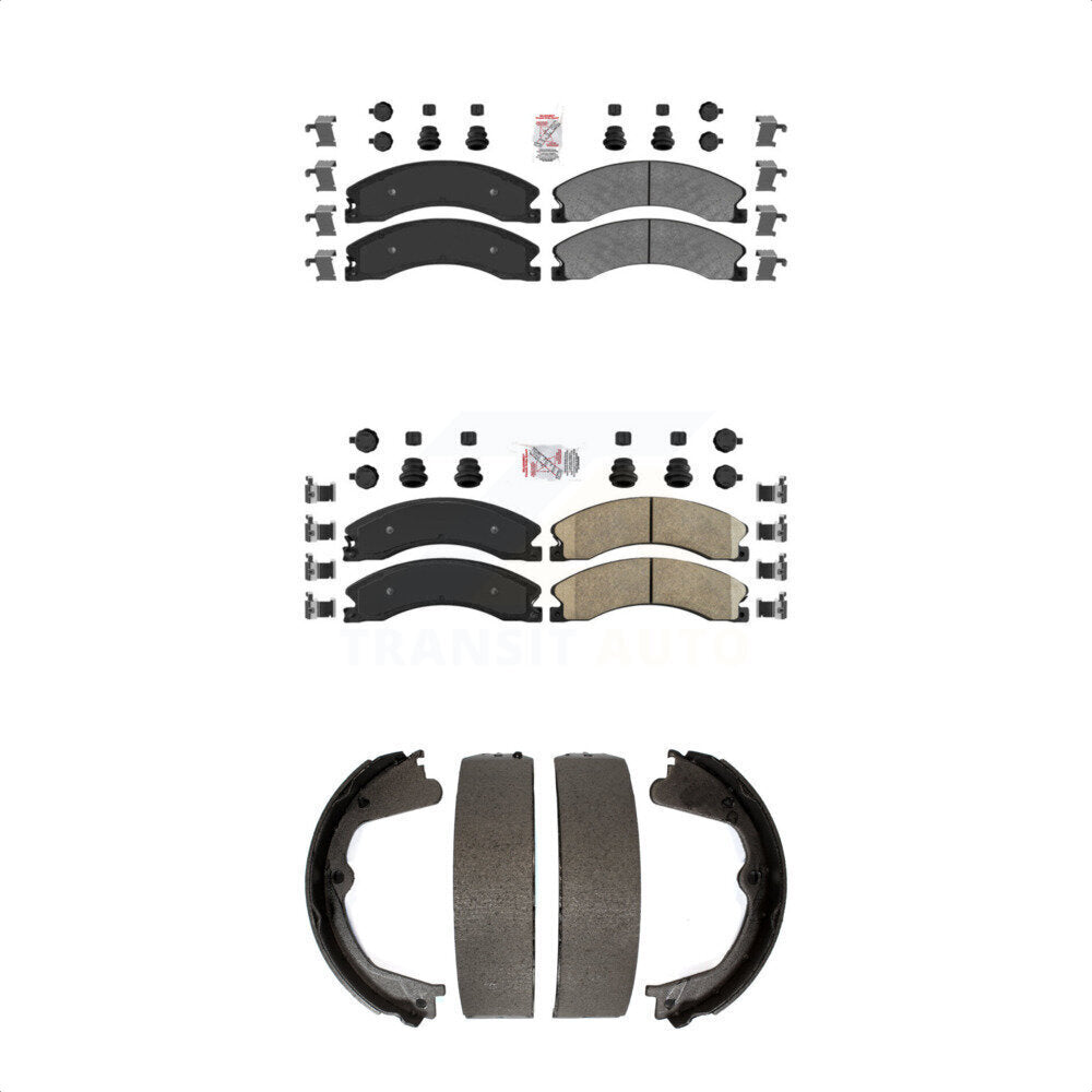 Front Semi-Metallic Rear Ceramic Disc Brake Pads And Parking Shoes Kit For GMC KNN-100787
