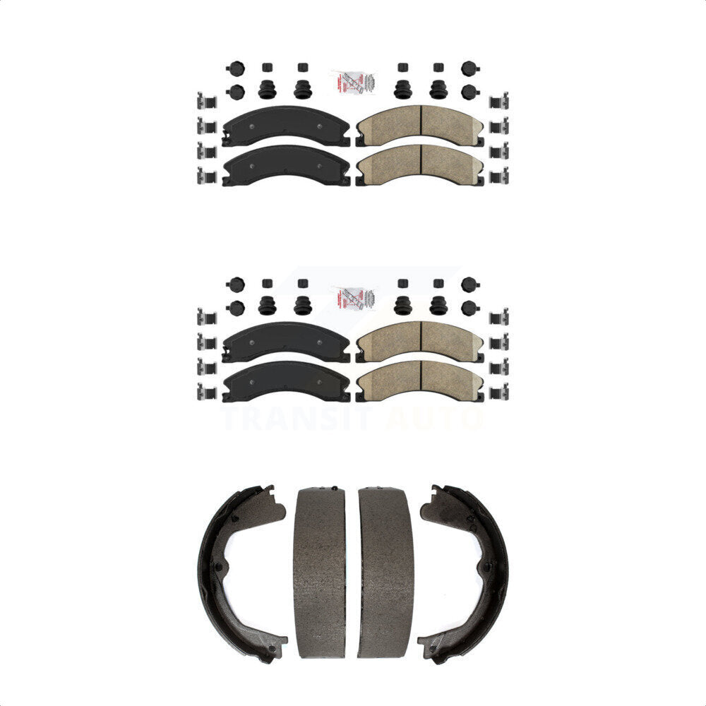 Front Rear Ceramic Disc Brake Pads And Parking Shoes Kit For Chevrolet GMC HD KNN-100788