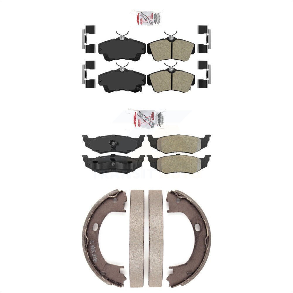Front Rear Semi-Metallic Disc Brake Pads And Parking Shoes Kit For Chrysler PT KNN-100790