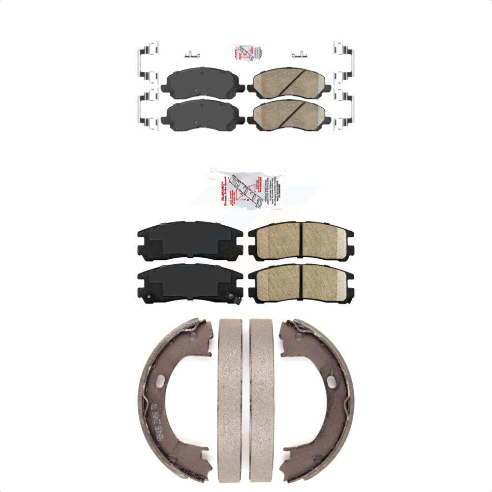 Front Rear Ceramic Disc Brake Pads And Parking Shoes Kit For Mitsubishi Dodge KNN-100793