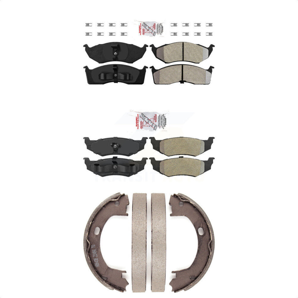Front Rear Semi-Metallic Disc Brake Pads And Parking Shoes Kit For Chrysler KNN-100794