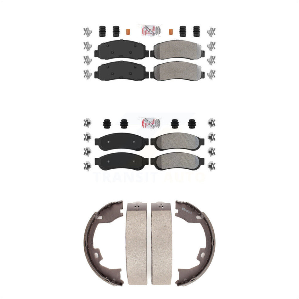 Front Rear Semi-Metallic Disc Brake Pads And Parking Shoes Kit For Ford F-250 KNN-100808