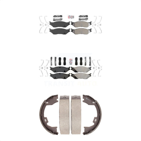 Front Rear Semi-Metallic Disc Brake Pads And Parking Shoes Kit For Ford F-450 KNN-100810