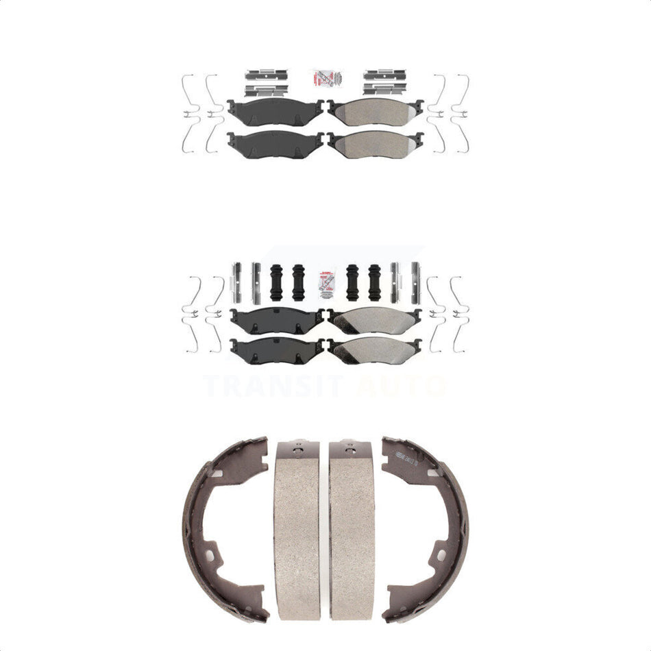 Front Rear Semi-Metallic Disc Brake Pads And Parking Shoes Kit For Ford F-450 KNN-100810