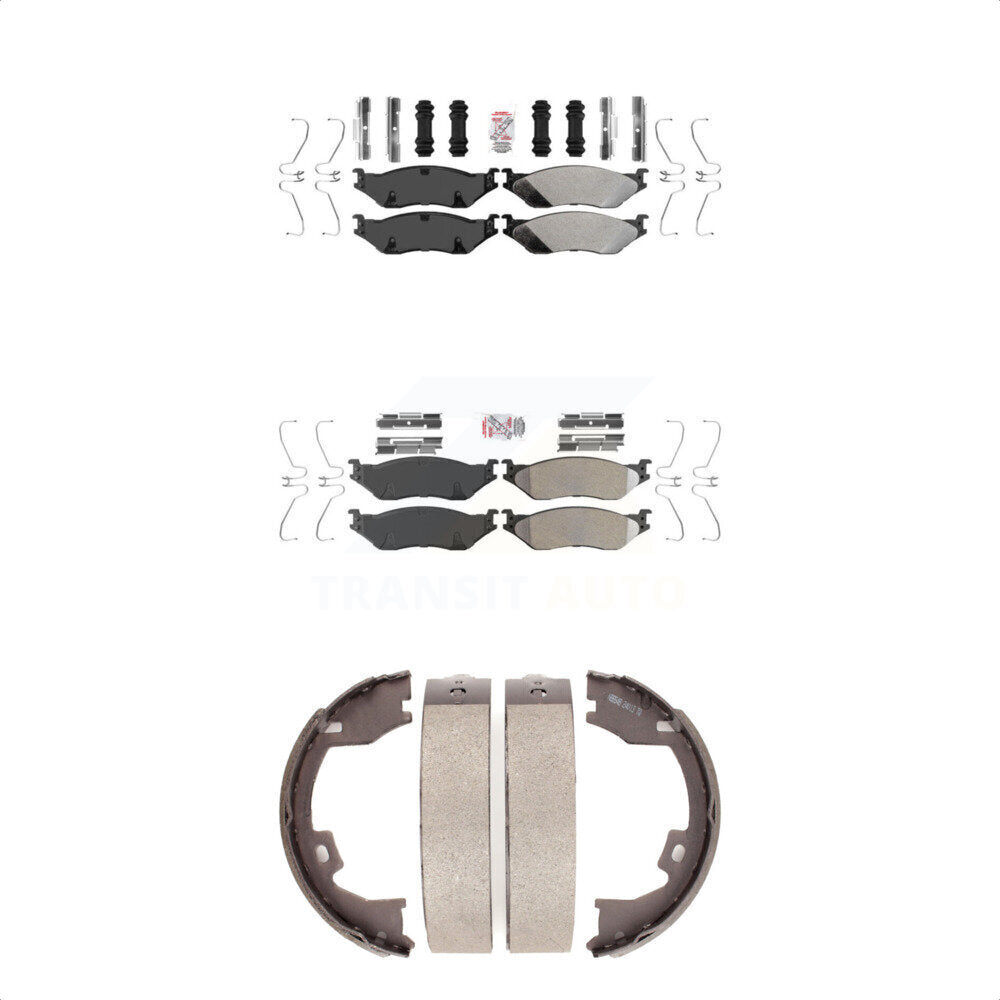Front Rear Semi-Metallic Disc Brake Pads And Parking Shoes Kit For Ford F-450 KNN-100811