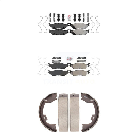 Front Rear Semi-Metallic Disc Brake Pads And Parking Shoes Kit For Ford F-450 KNN-100811
