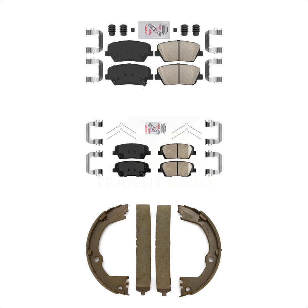 Front Rear Ceramic Disc Brake Pads And Parking Shoes Kit For Kia Sorento KNN-100834