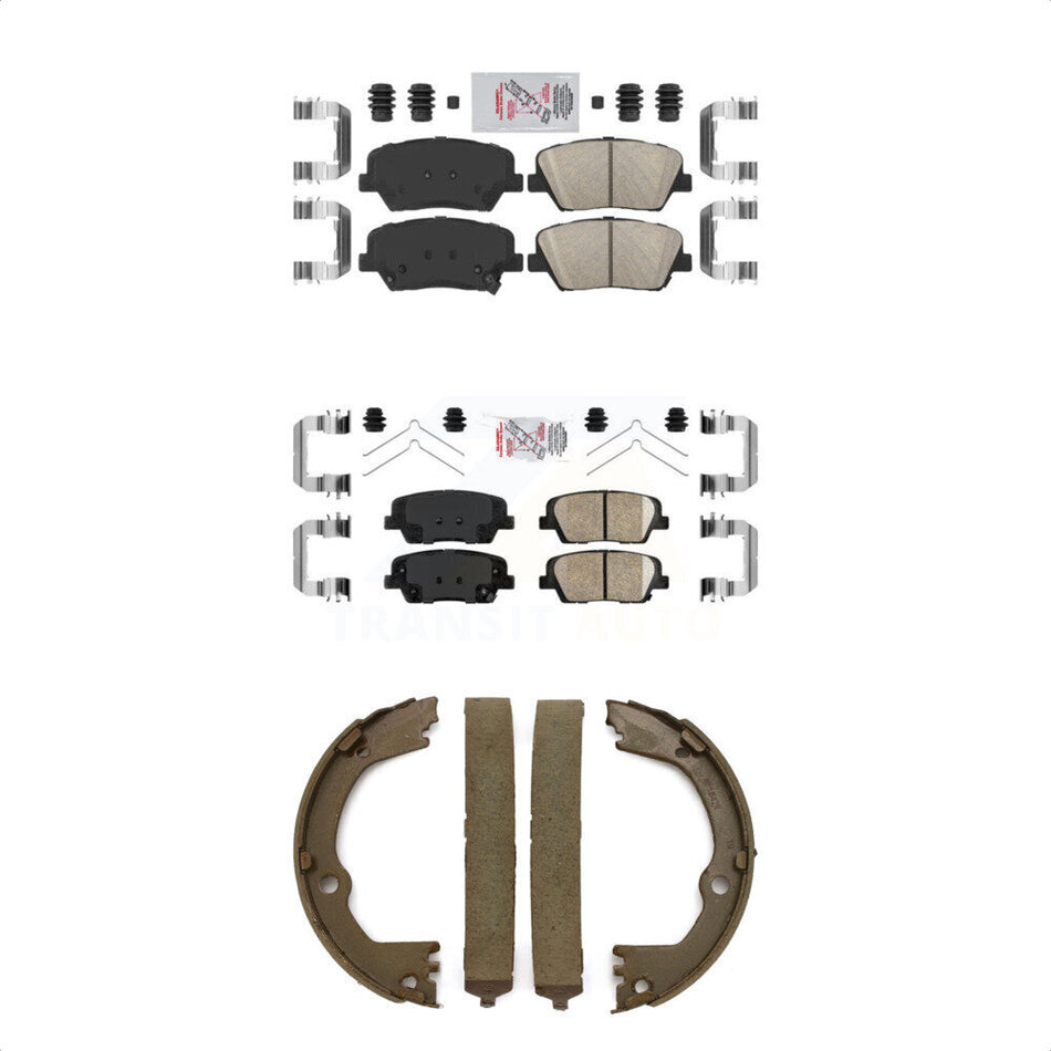 Front Rear Ceramic Disc Brake Pads And Parking Shoes Kit For Kia Sorento KNN-100836