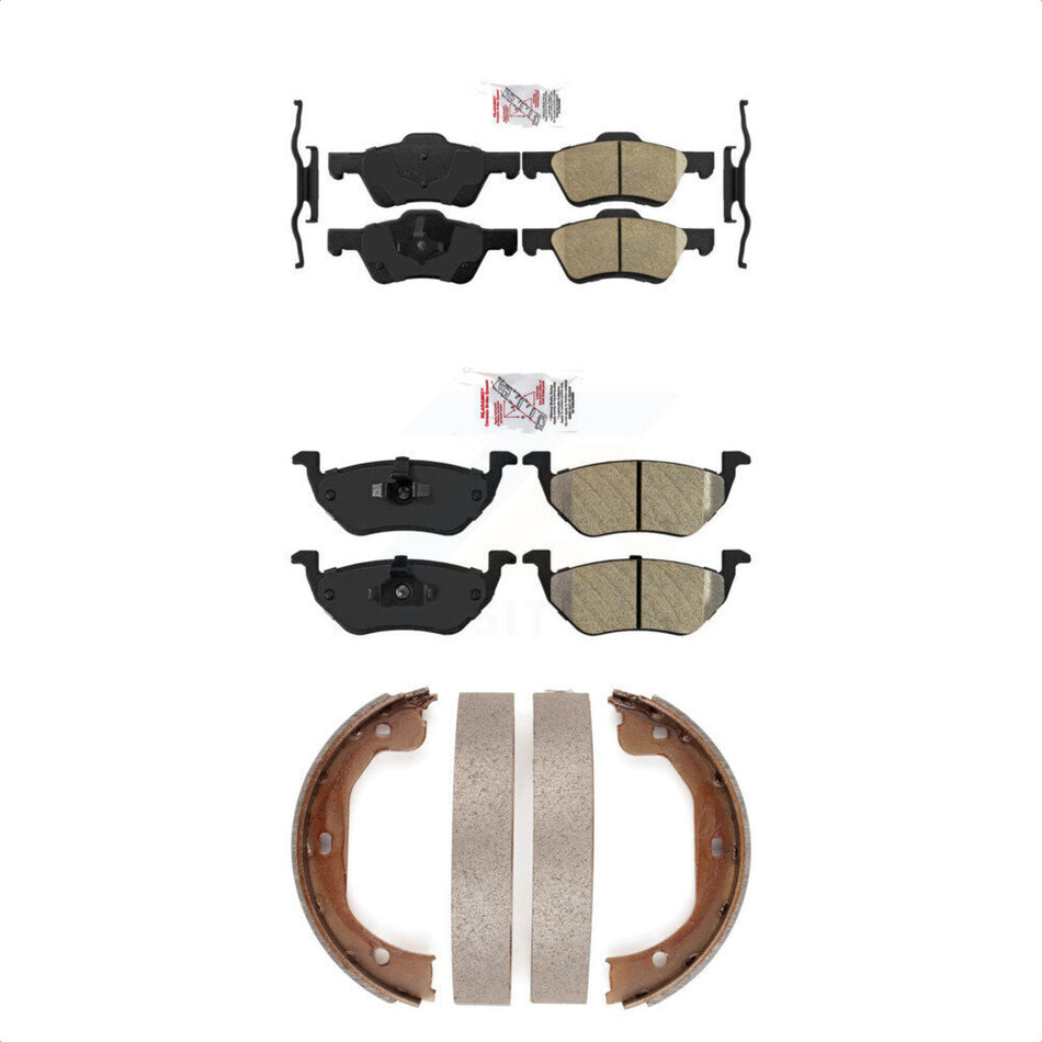 Front Ceramic Rear Semi-Metallic Disc Brake Pads And Parking Shoes Kit For KNN-100853