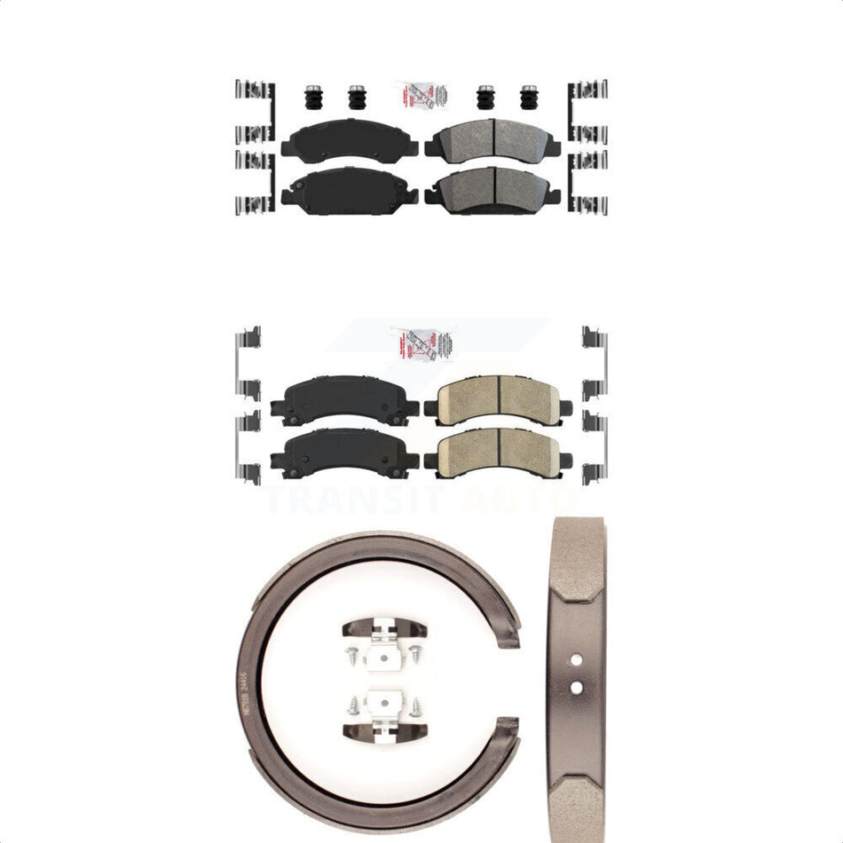 Front Semi-Metallic Rear Ceramic Disc Brake Pads And Parking Shoes Kit For GMC KNN-100857