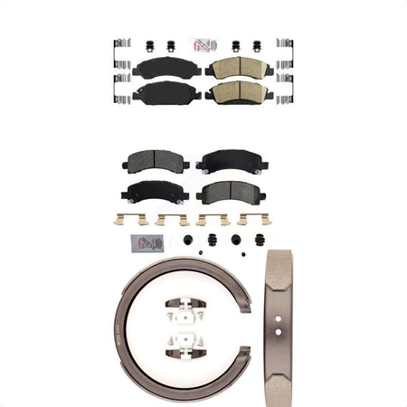 Front Ceramic Rear Semi-Metallic Disc Brake Pads And Parking Shoes Kit For GMC KNN-100858
