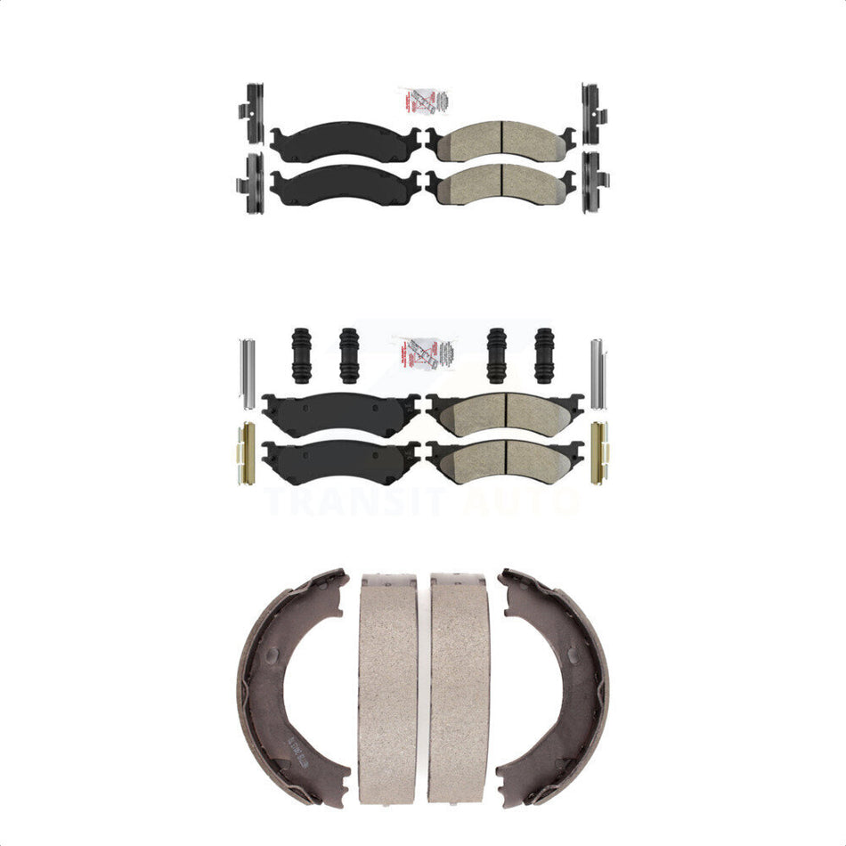 Front Rear Semi-Metallic Disc Brake Pads And Parking Shoes Kit For Ford E-350 KNN-100861