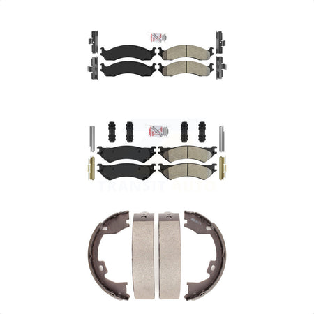Front Rear Semi-Metallic Disc Brake Pads And Parking Shoes Kit For Ford E-350 KNN-100865