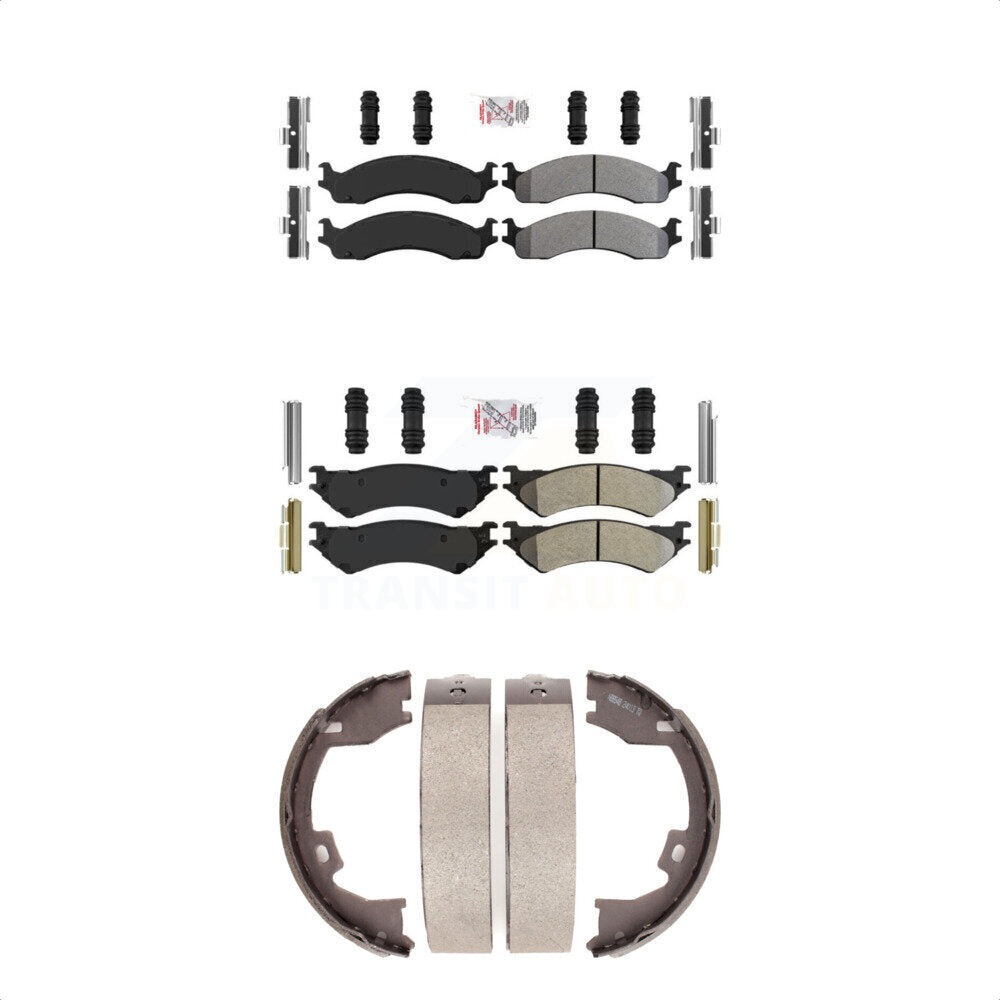 Front Rear Semi-Metallic Disc Brake Pads And Parking Shoes Kit For Ford E-350 KNN-100866