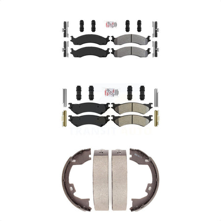 Front Rear Semi-Metallic Disc Brake Pads And Parking Shoes Kit For Ford E-350 KNN-100866