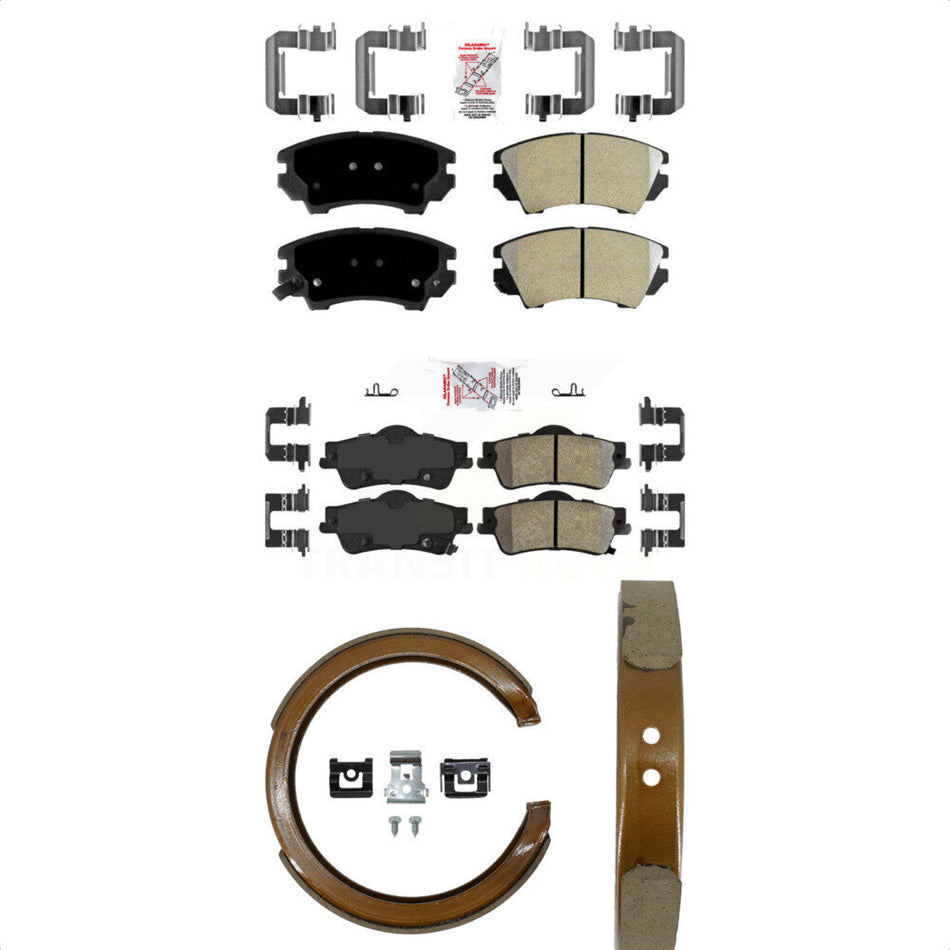 Front Rear Semi-Metallic Disc Brake Pads And Parking Shoes Kit For KNN-100869