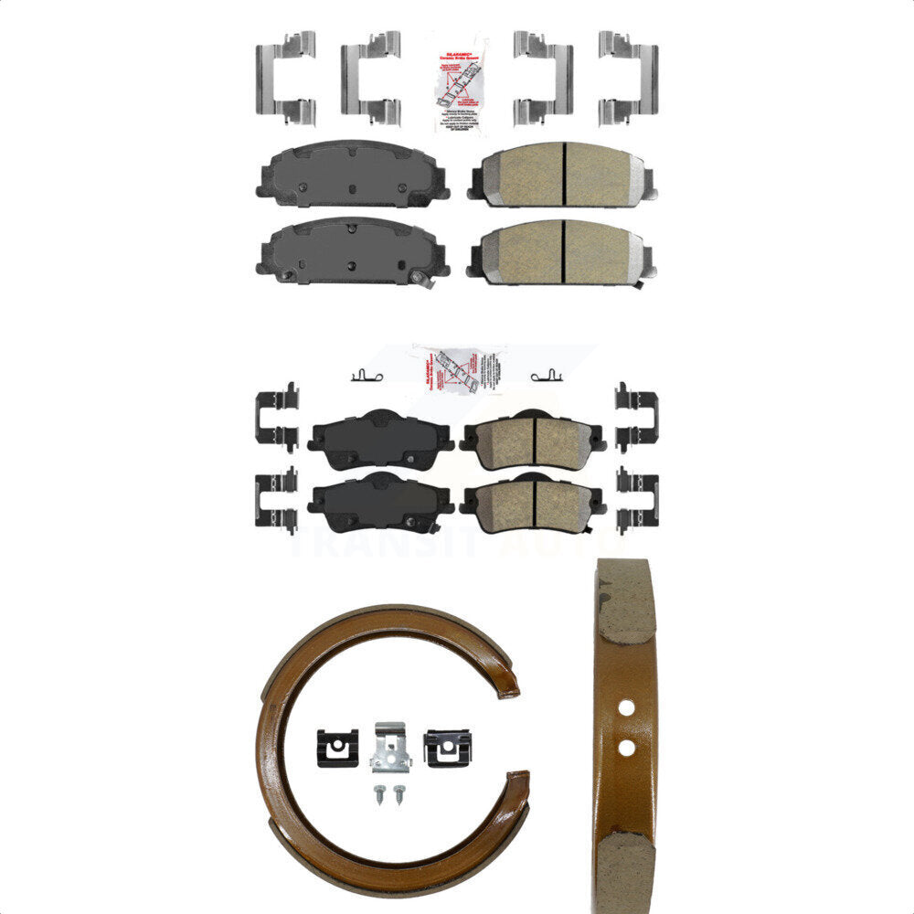 Front Rear Semi-Metallic Disc Brake Pads And Parking Shoes Kit For Pontiac G8 KNN-100870