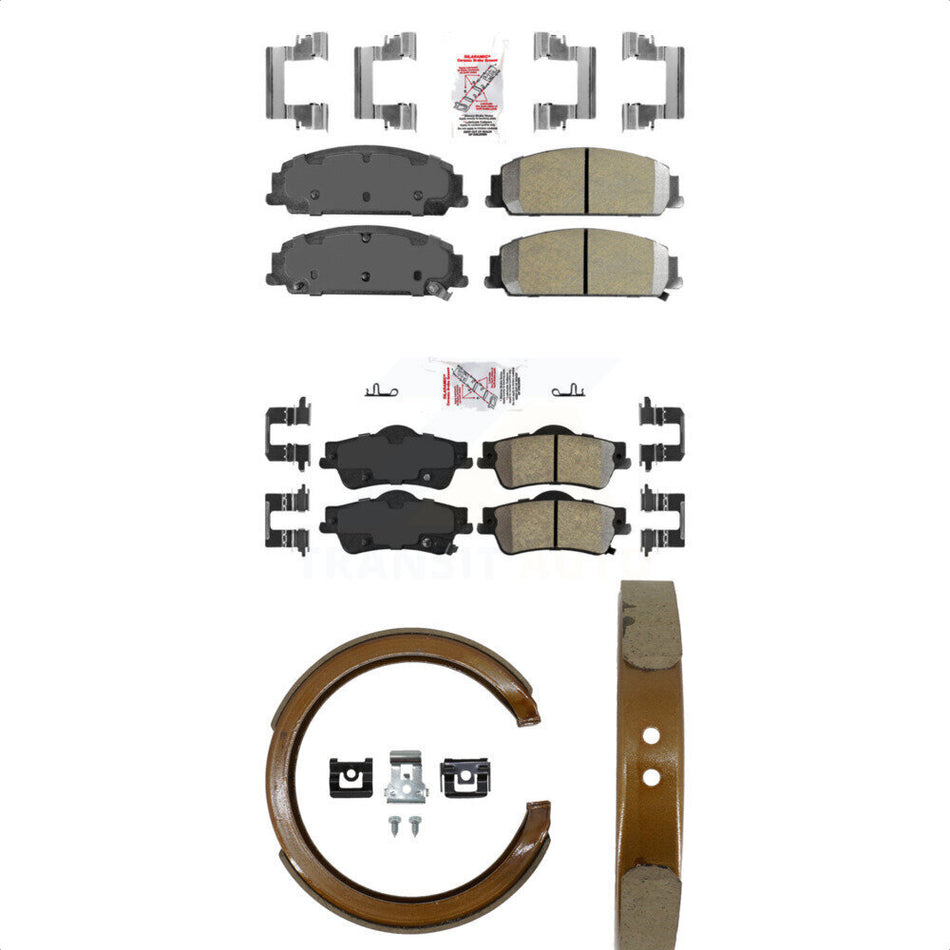 Front Rear Semi-Metallic Disc Brake Pads And Parking Shoes Kit For Pontiac G8 KNN-100870