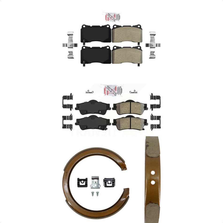 Front Rear Semi-Metallic Disc Brake Pads And Parking Shoes Kit For Pontiac G8 KNN-100871
