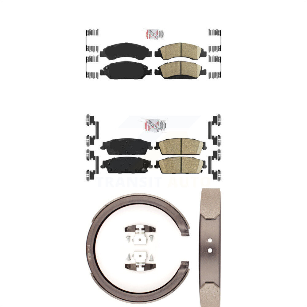 Front Rear Ceramic Disc Brake Pads And Parking Shoes Kit For Chevrolet GMC XL KNN-100877