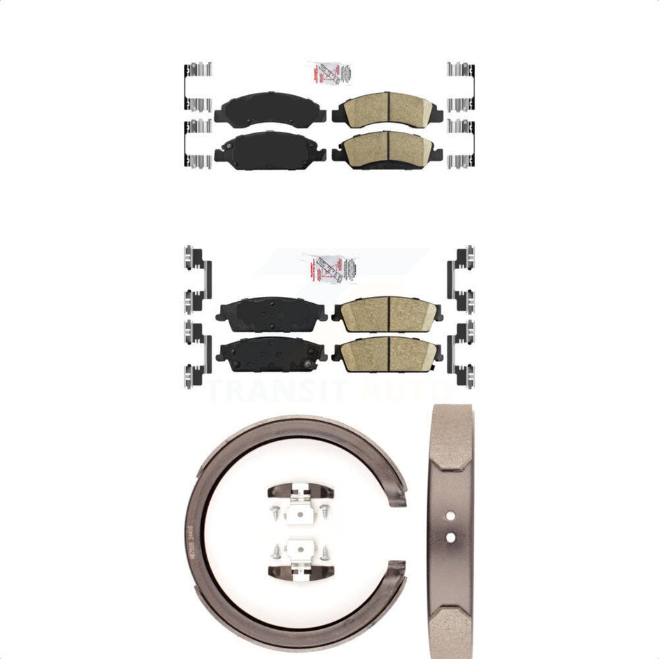 Front Rear Ceramic Disc Brake Pads And Parking Shoes Kit For Chevrolet GMC XL KNN-100877