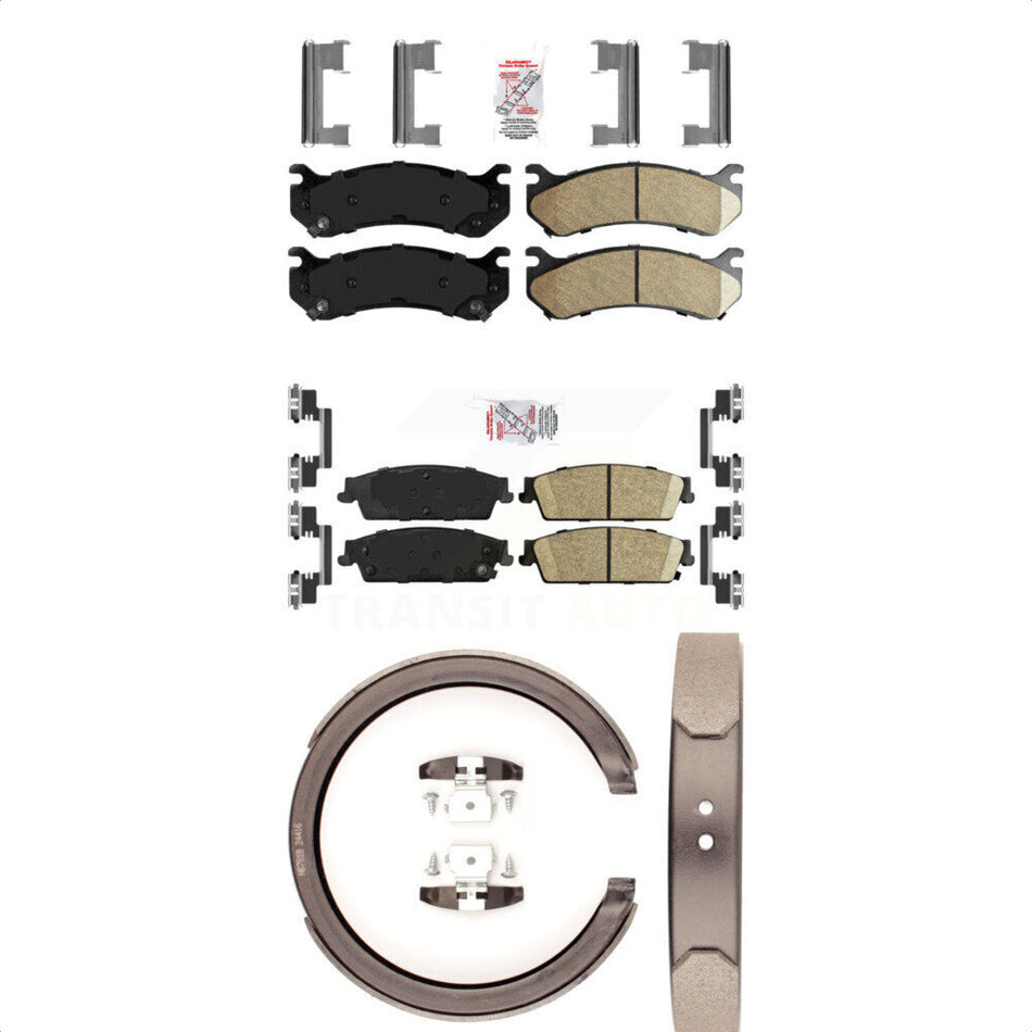 Front Rear Ceramic Disc Brake Pads And Parking Shoes Kit For KNN-100885