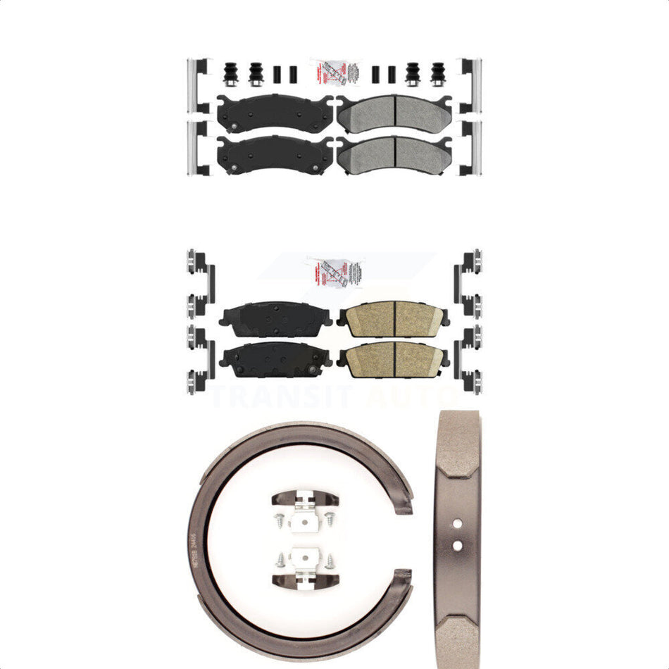 Front Semi-Metallic Rear Ceramic Disc Brake Pads And Parking Shoes Kit For KNN-100886