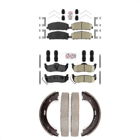 Front Rear Ceramic Disc Brake Pads And Parking Shoes Kit For Nissan TITAN KNN-100890