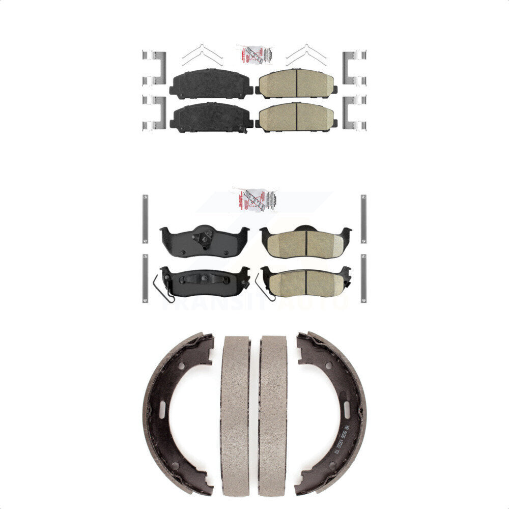Front Rear Ceramic Disc Brake Pads And Parking Shoes Kit For Nissan TITAN KNN-100891