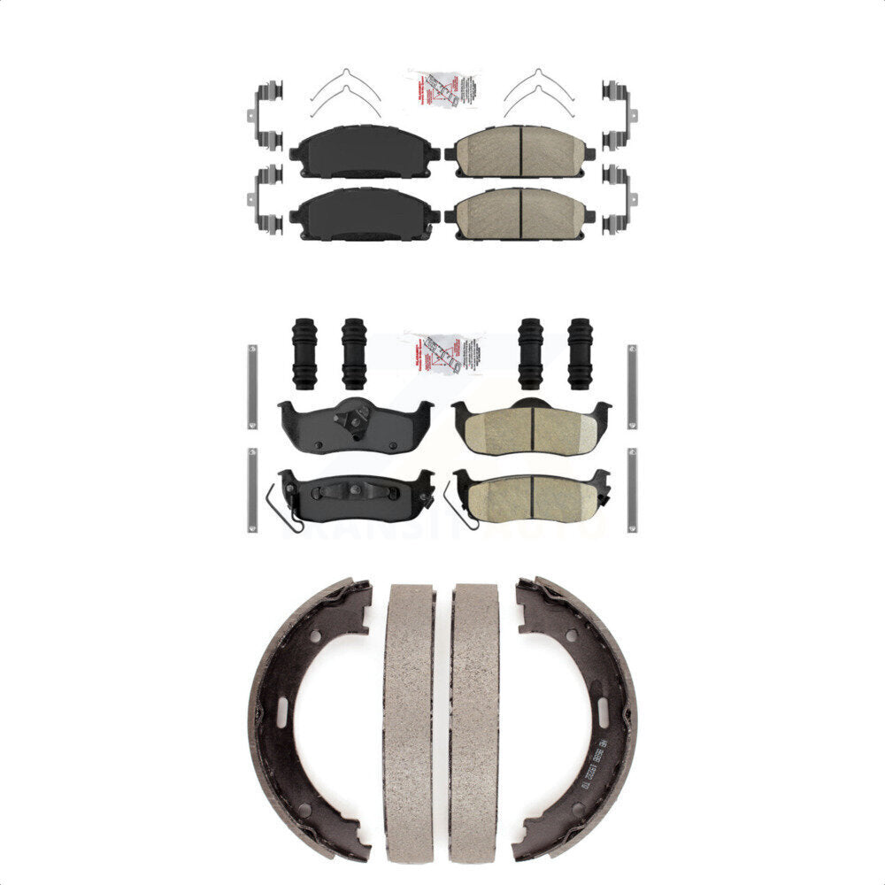Front Rear Ceramic Disc Brake Pads And Parking Shoes Kit For Nissan Pathfinder KNN-100893