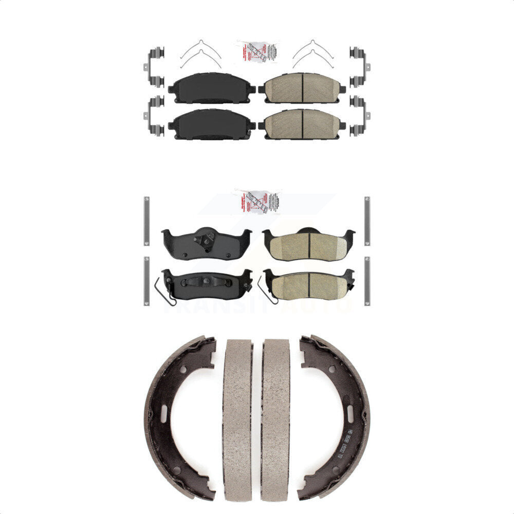 Front Rear Ceramic Disc Brake Pads And Parking Shoes Kit For Nissan Pathfinder KNN-100894