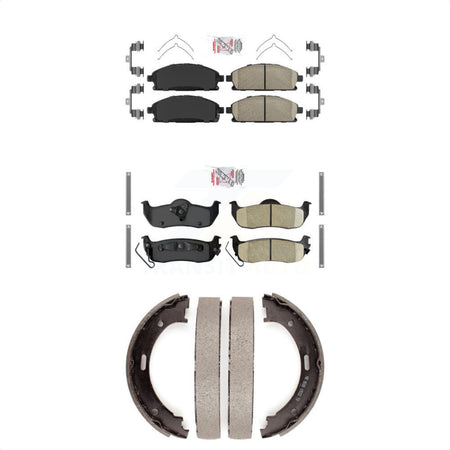 Front Rear Ceramic Disc Brake Pads And Parking Shoes Kit For Nissan Pathfinder KNN-100894