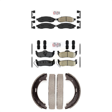 Front Rear Ceramic Disc Brake Pads And Parking Shoes Kit For Nissan TITAN QX56 KNN-100895