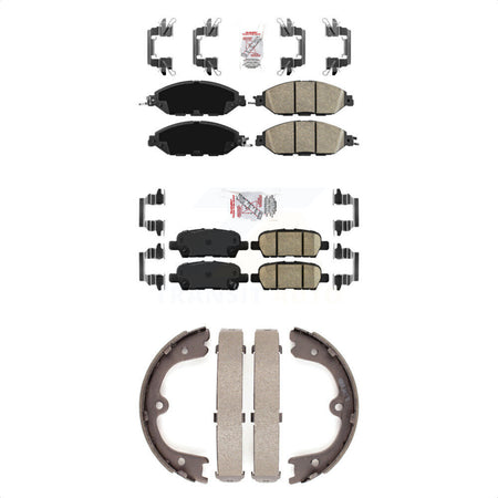 Front Rear Ceramic Disc Brake Pads And Parking Shoes Kit For Nissan Pathfinder KNN-100905