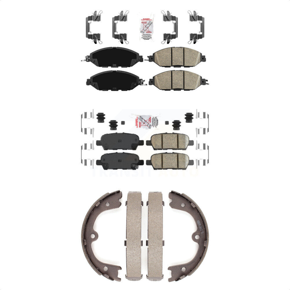 Front Rear Ceramic Disc Brake Pads And Parking Shoes Kit For Nissan Pathfinder KNN-100908
