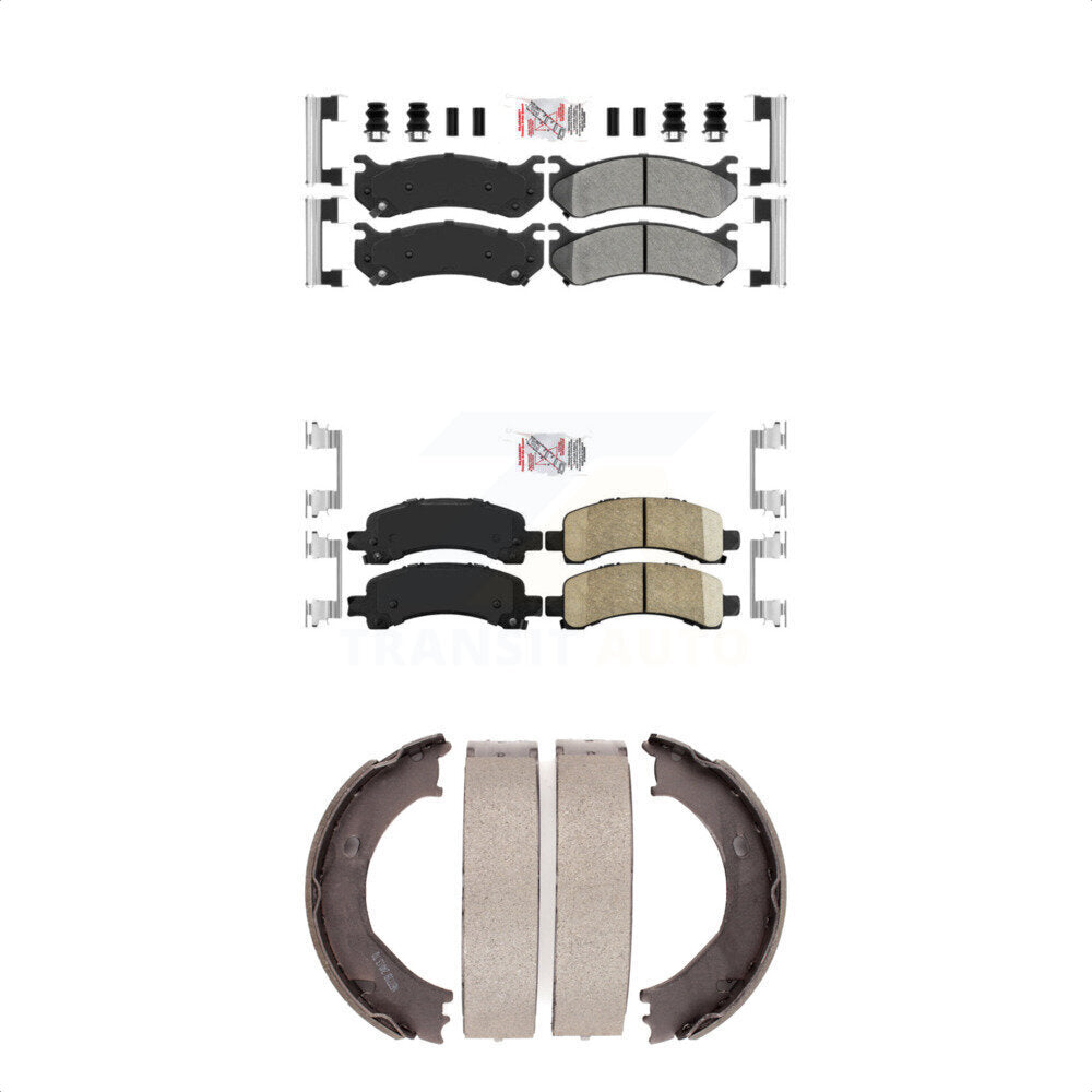 Front Semi-Metallic Rear Ceramic Disc Brake Pads And Parking Shoes Kit For GMC KNN-100916