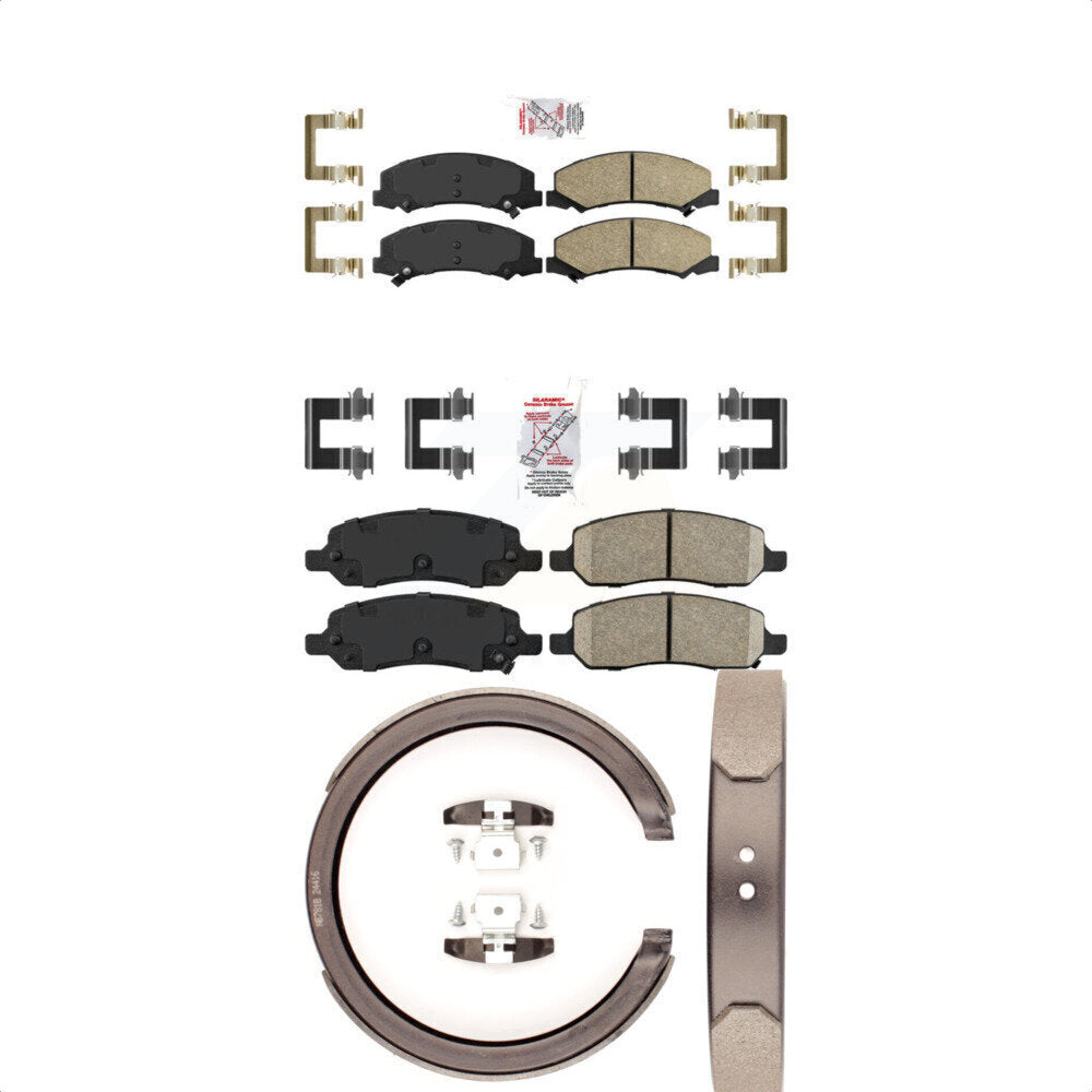 Front Rear Ceramic Disc Brake Pads And Parking Shoes Kit For Cadillac DTS KNN-100920