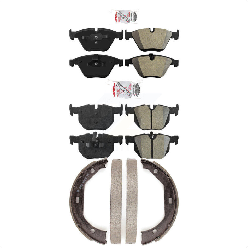 Front Rear Semi-Metallic Disc Brake Pads And Parking Shoes Kit For BMW 335i X1 KNN-100925