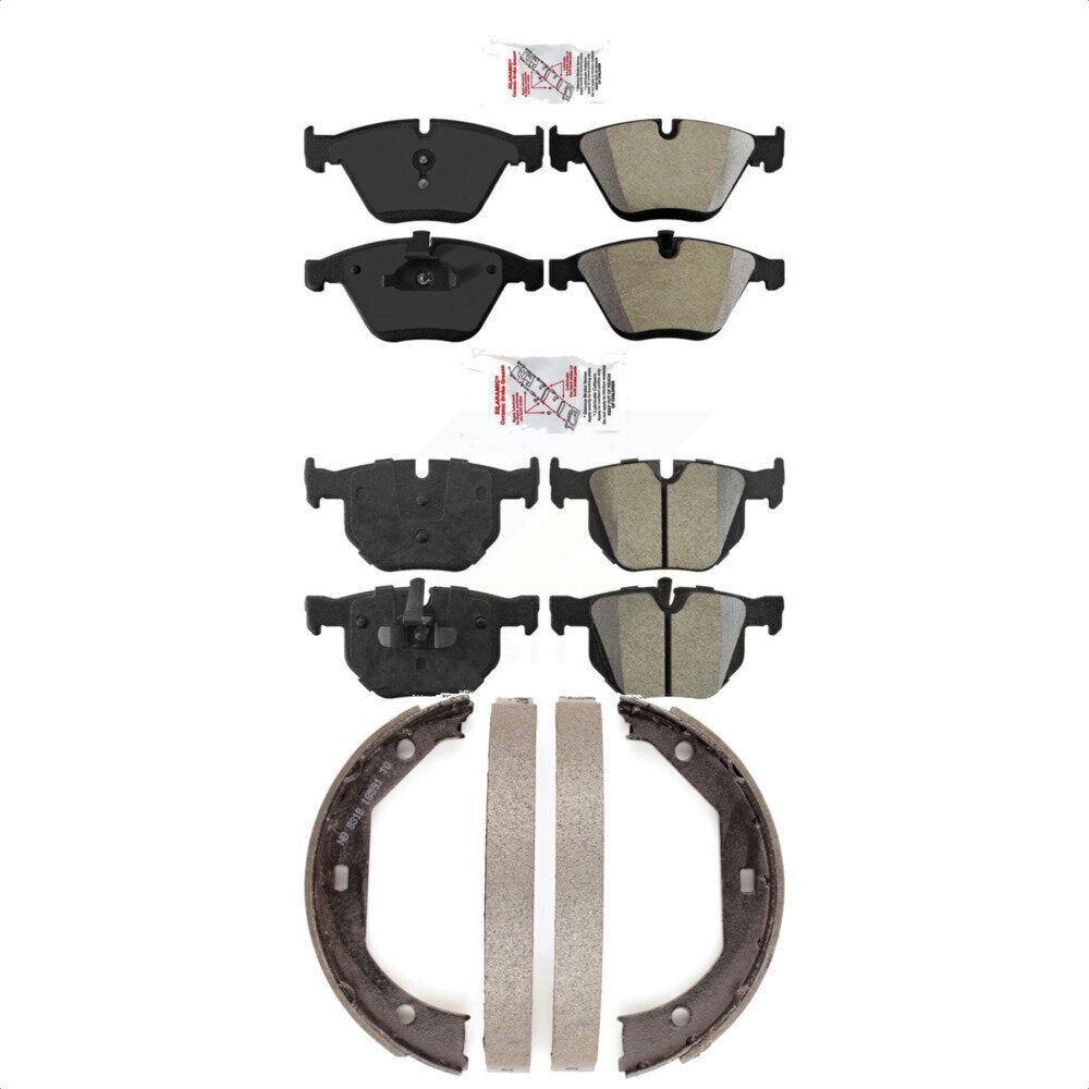 Front Rear Semi-Metallic Disc Brake Pads And Parking Shoes Kit For BMW 335i KNN-100928