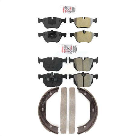 Front Rear Semi-Metallic Disc Brake Pads And Parking Shoes Kit For BMW 330i KNN-100929