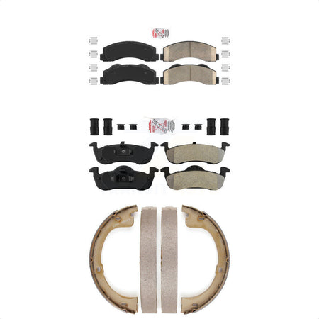 Front Ceramic Rear Semi-Metallic Disc Brake Pads And Parking Shoes Kit For KNN-100931