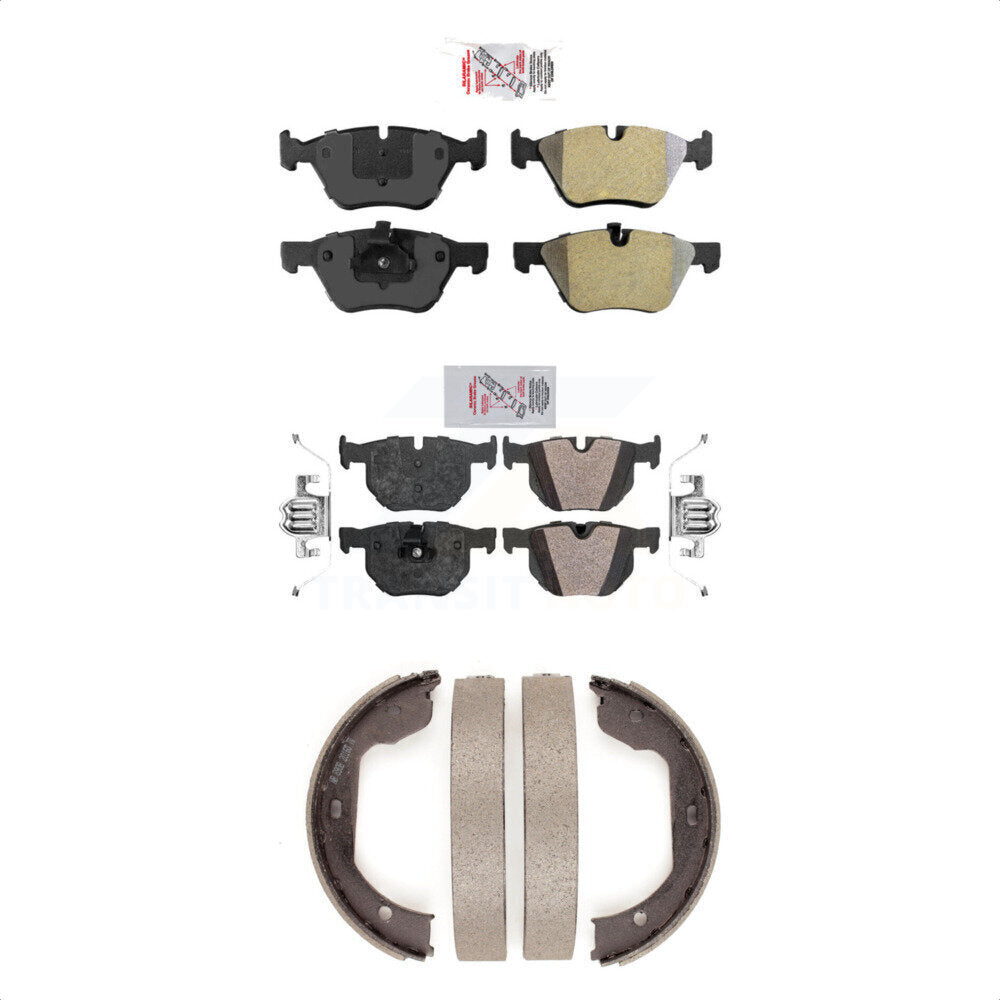 Front Rear Semi-Metallic Disc Brake Pads And Parking Shoes Kit For BMW 525i KNN-100934