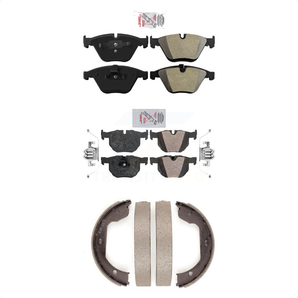 Front Rear Semi-Metallic Disc Brake Pads And Parking Shoes Kit For BMW 530i KNN-100935