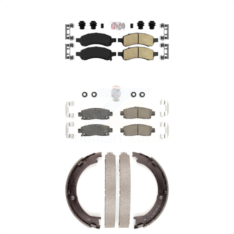 Front Rear Ceramic Disc Brake Pads And Parking Shoes Kit For GMC Acadia Buick KNN-100940
